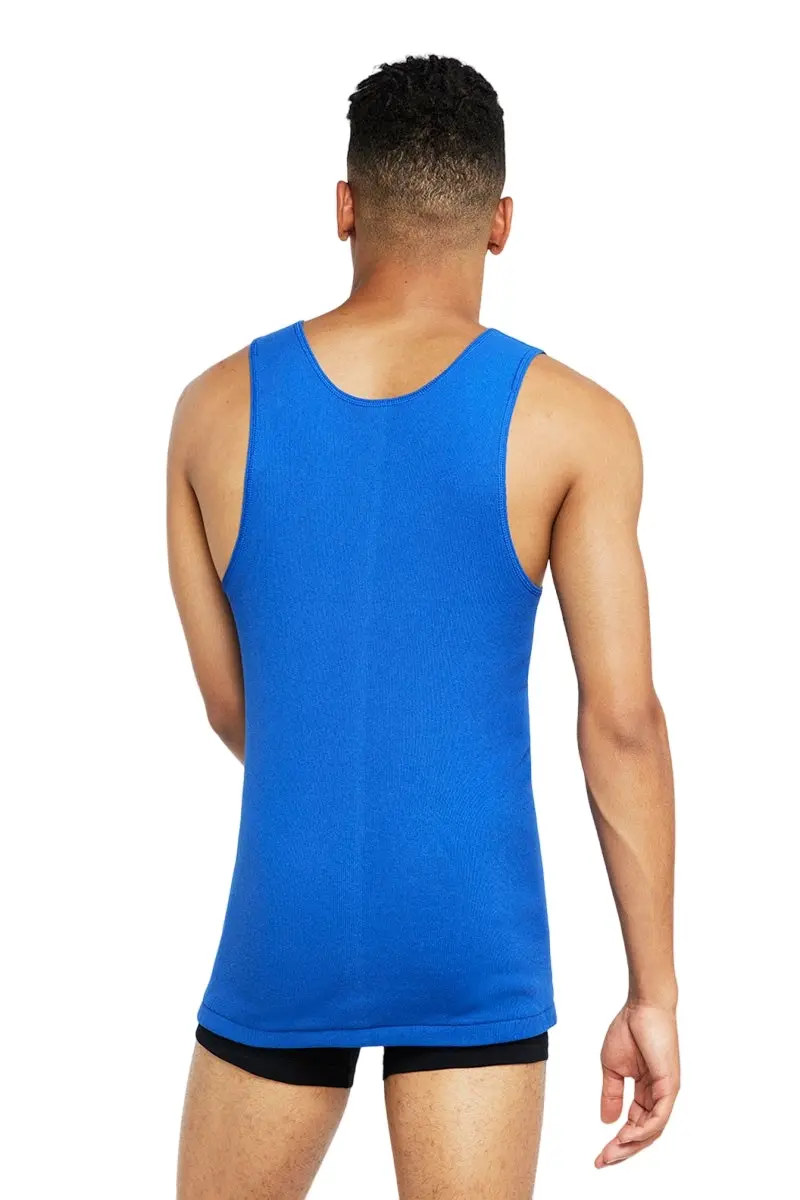 5 x Bonds X-Temp Blue Mens Chesty Cotton Plain Singlet Vest Tank Top