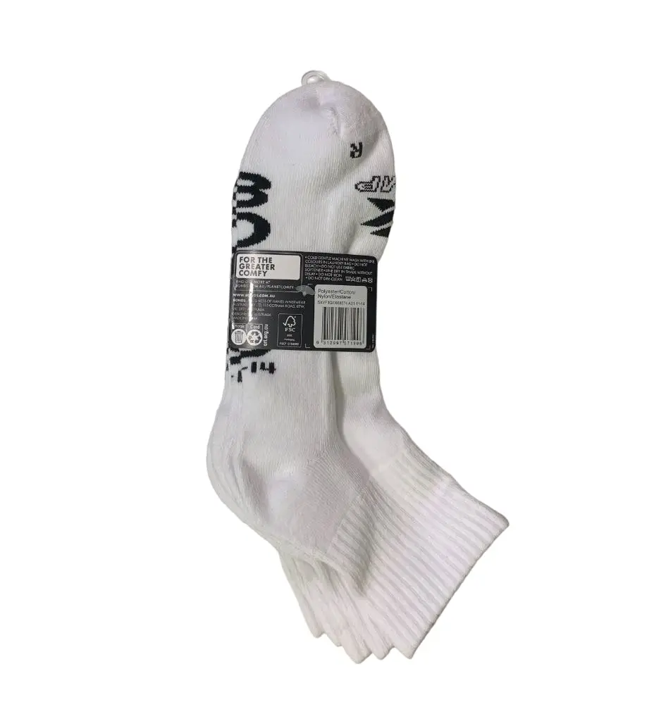 12 Pairs X Bonds Mens X-Temp Quarter Crew Socks White With Black