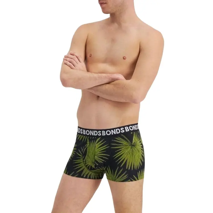 12 Pairs X Bonds Mens Everyday Trunks Cotton Leaf Print Pack