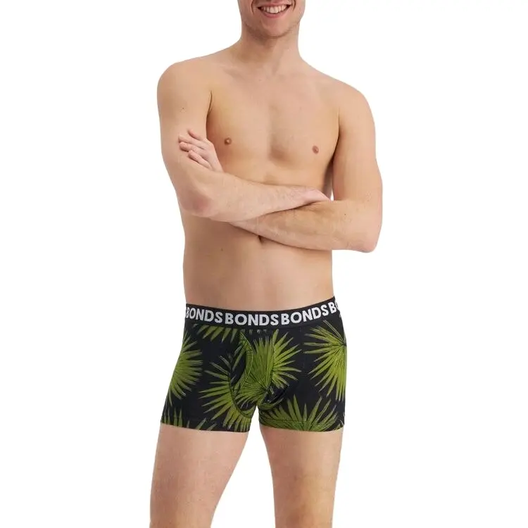 12 Pairs X Bonds Mens Everyday Trunks Cotton Leaf Print Pack