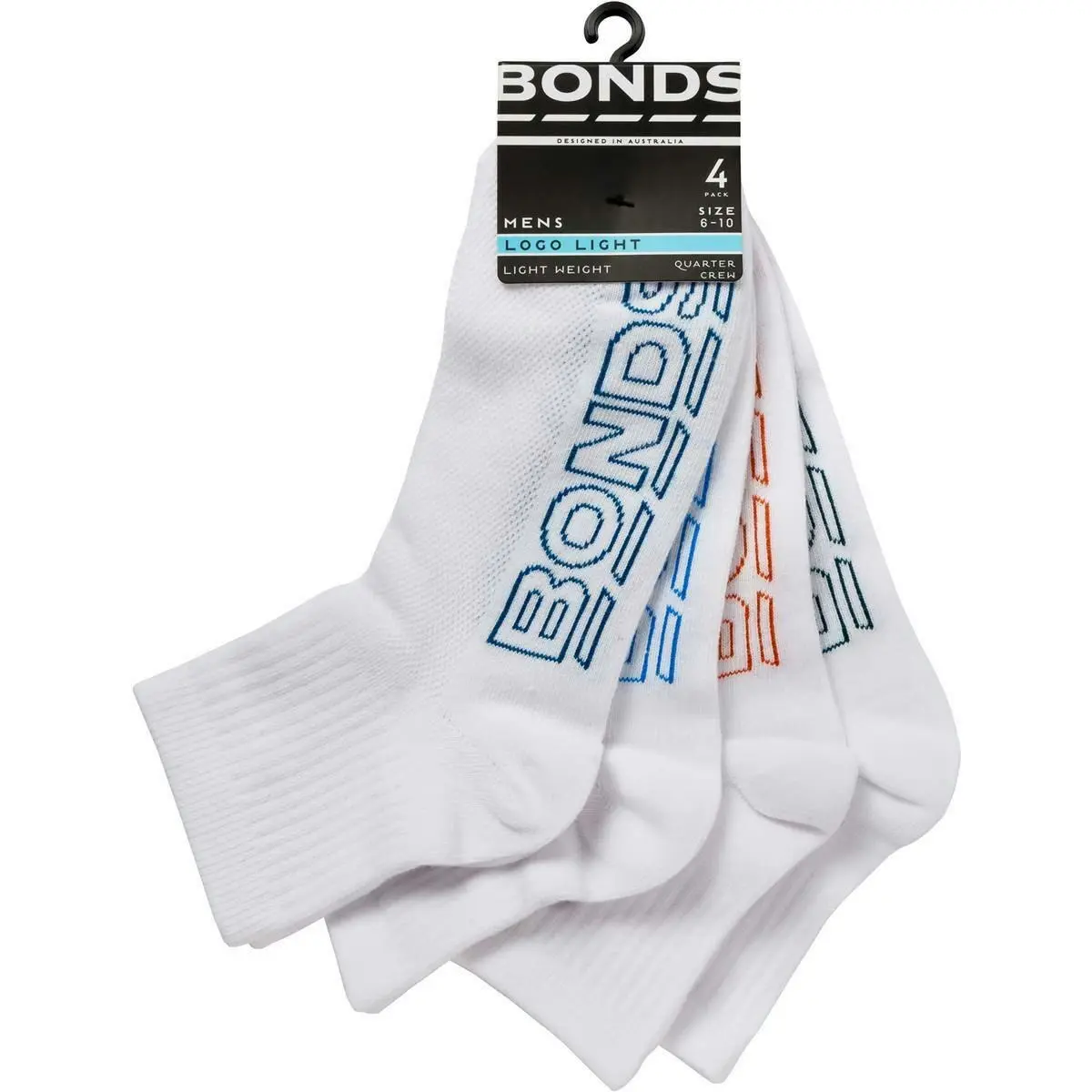 12 X Bonds Mens Logo Light Quarter Crew Socks - 1/4 Crew Black White