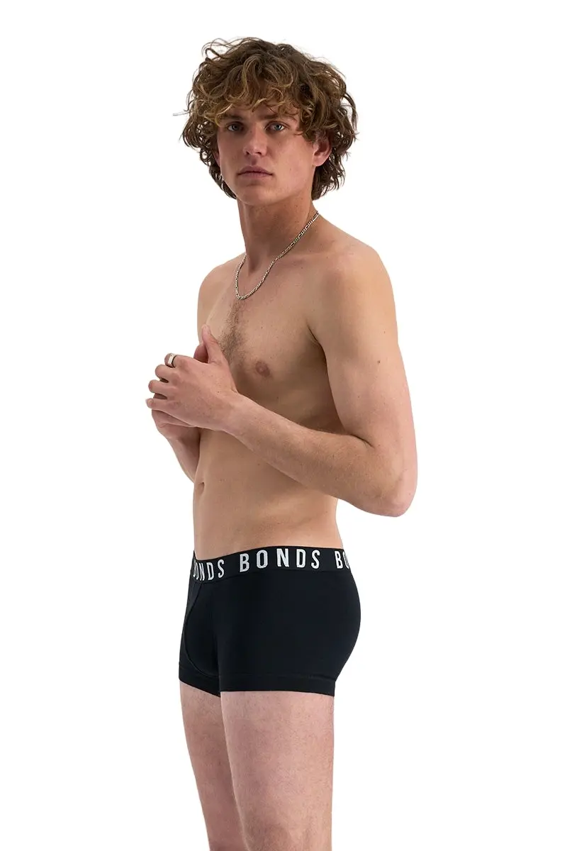 9 x Bonds Mens Icons Low Rise Trunks Underwear Black