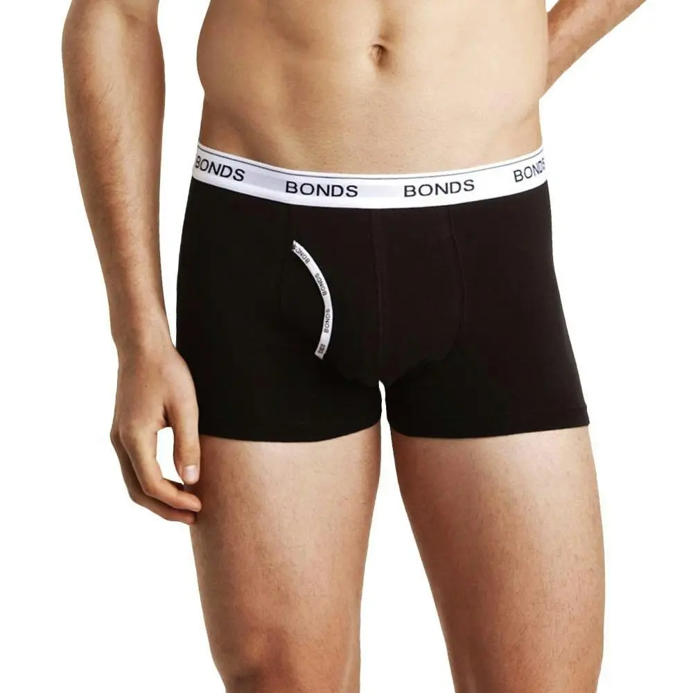 18 X Bonds Mens Guyfront Trunks Underwear Black / Grey Stripe