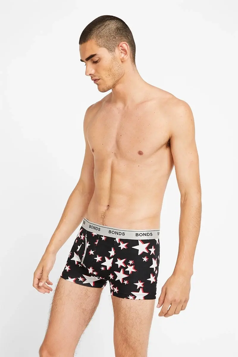 Mens Bonds Guyfront Trunk Underwear Universal Star Black