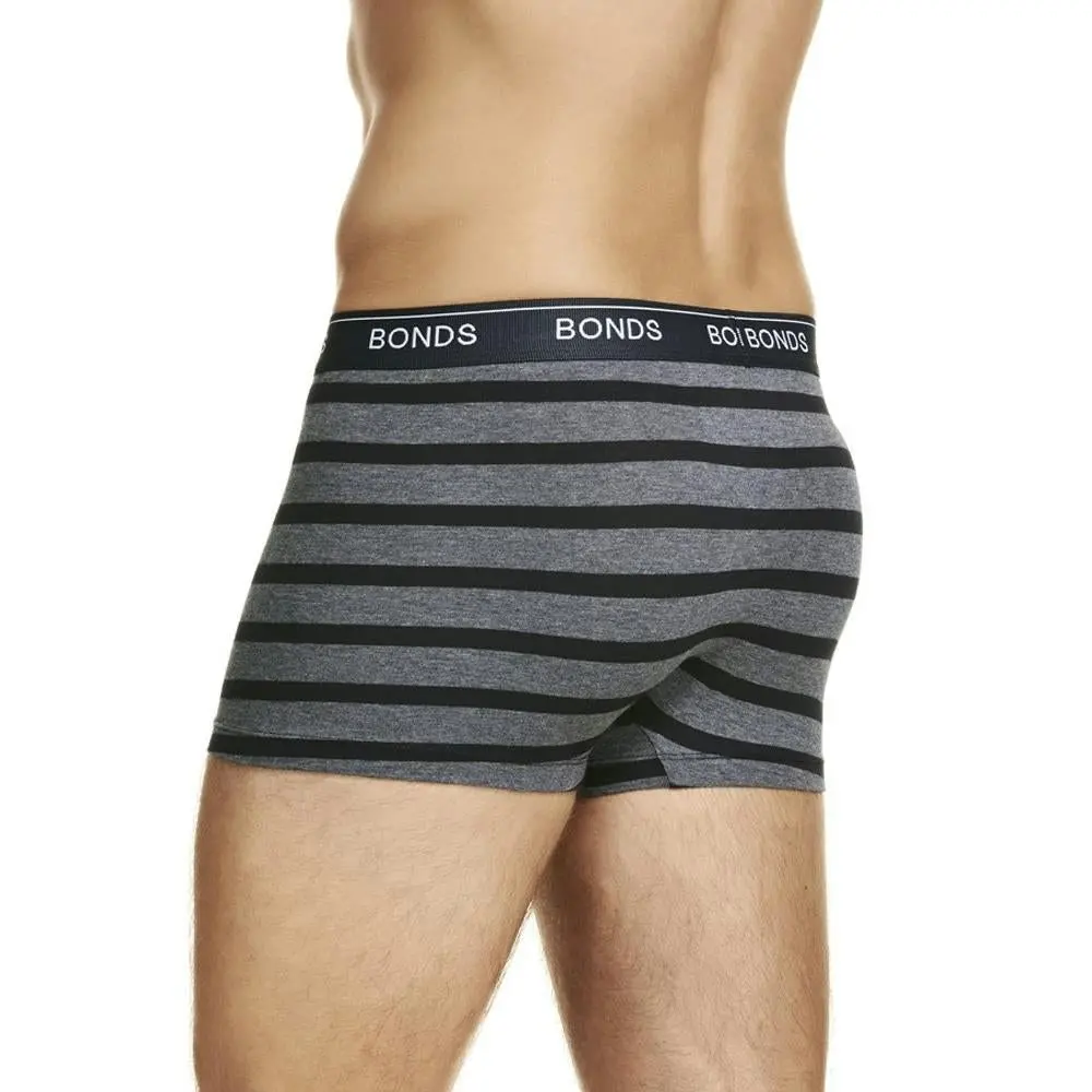 12 X Bonds Mens Guyfront Trunks Underwear Black / Grey Stripe