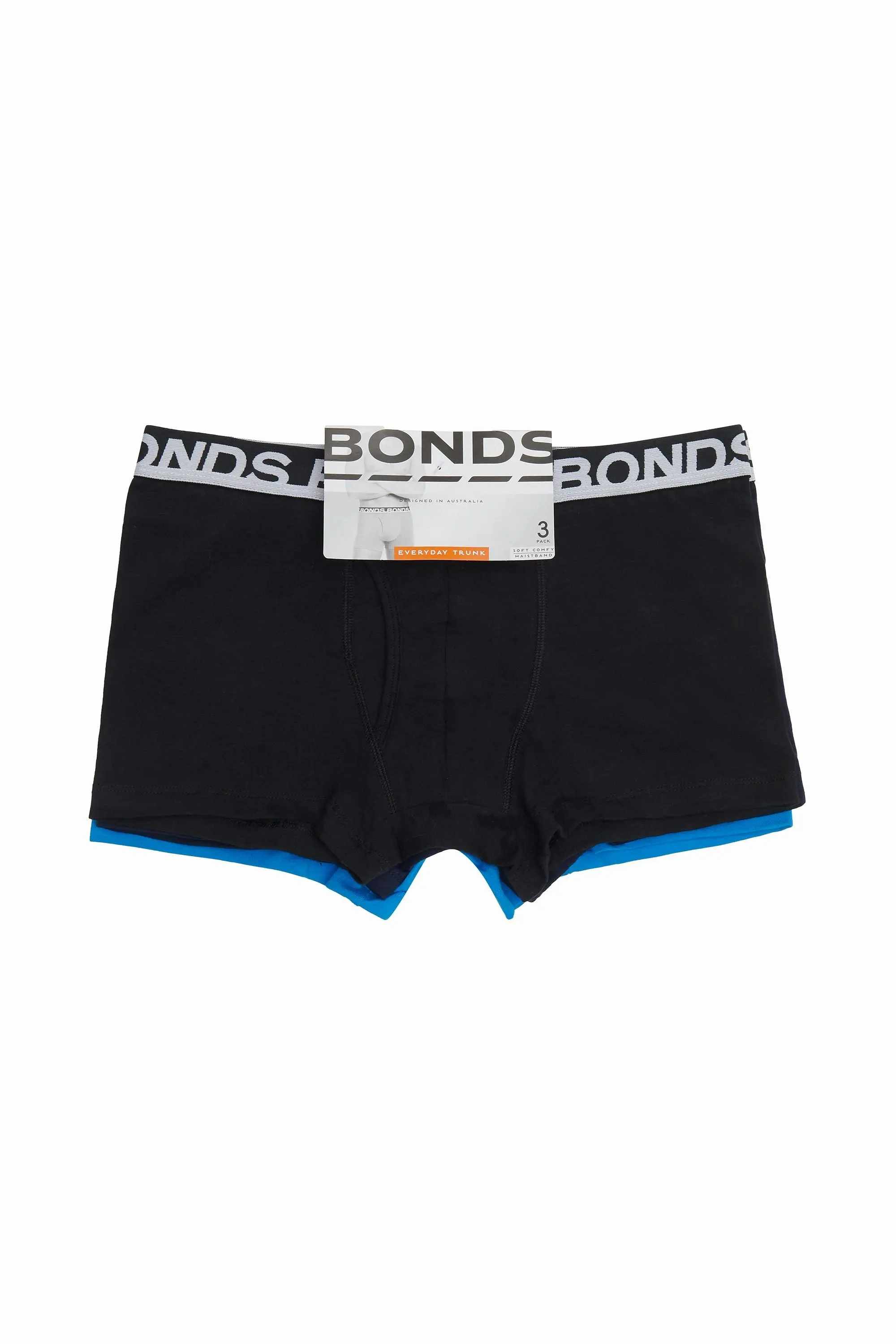 15 X Bonds Mens Everyday Trunks Underwear - Black / Navy / Blue