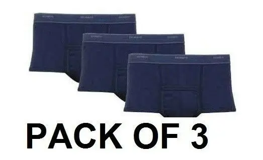 Mens Navy Bonds Cotton Brief Underwear Trunks - 3 Pairs Of Support Briefs