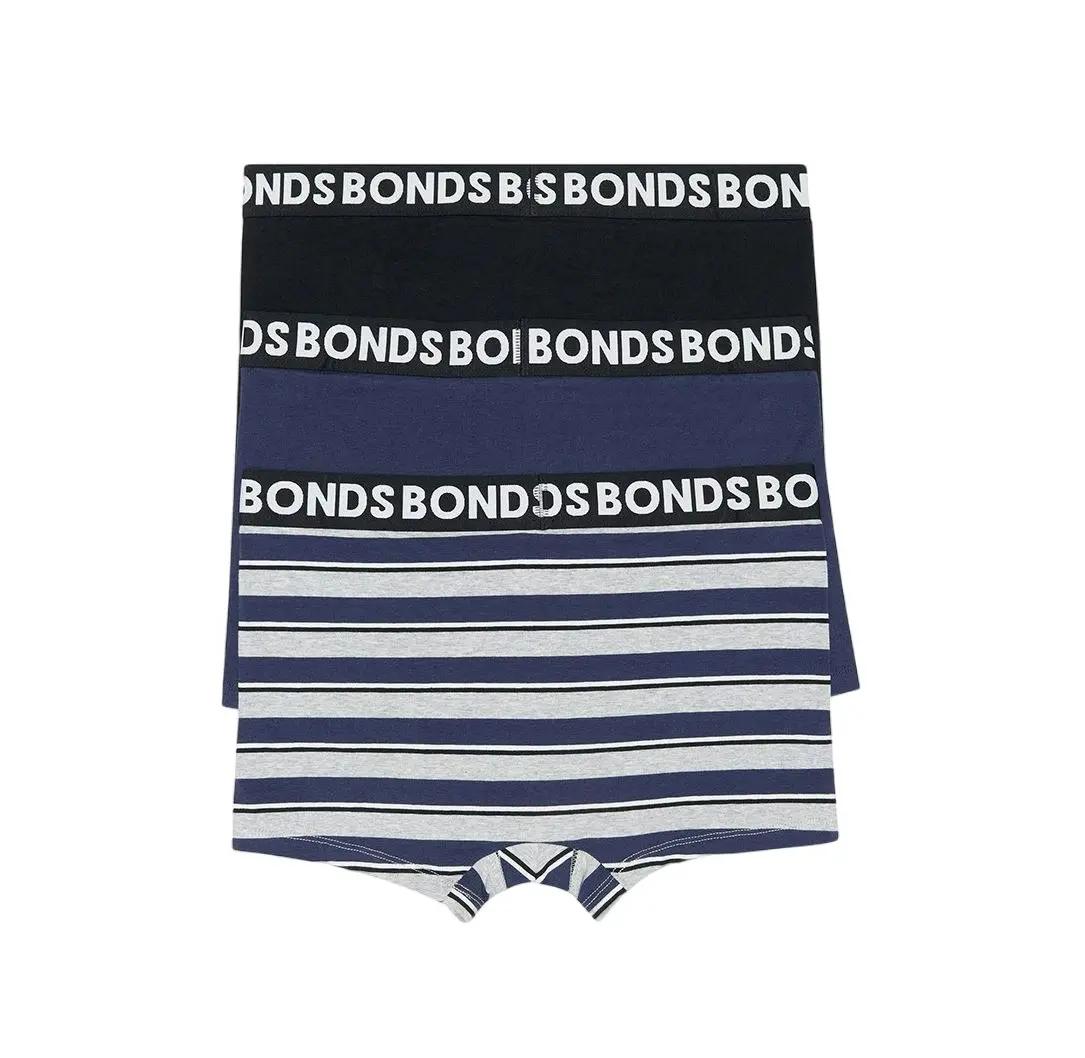 18 X Bonds Mens Everyday Trunk Underwear Black / Navy / Grey Undies