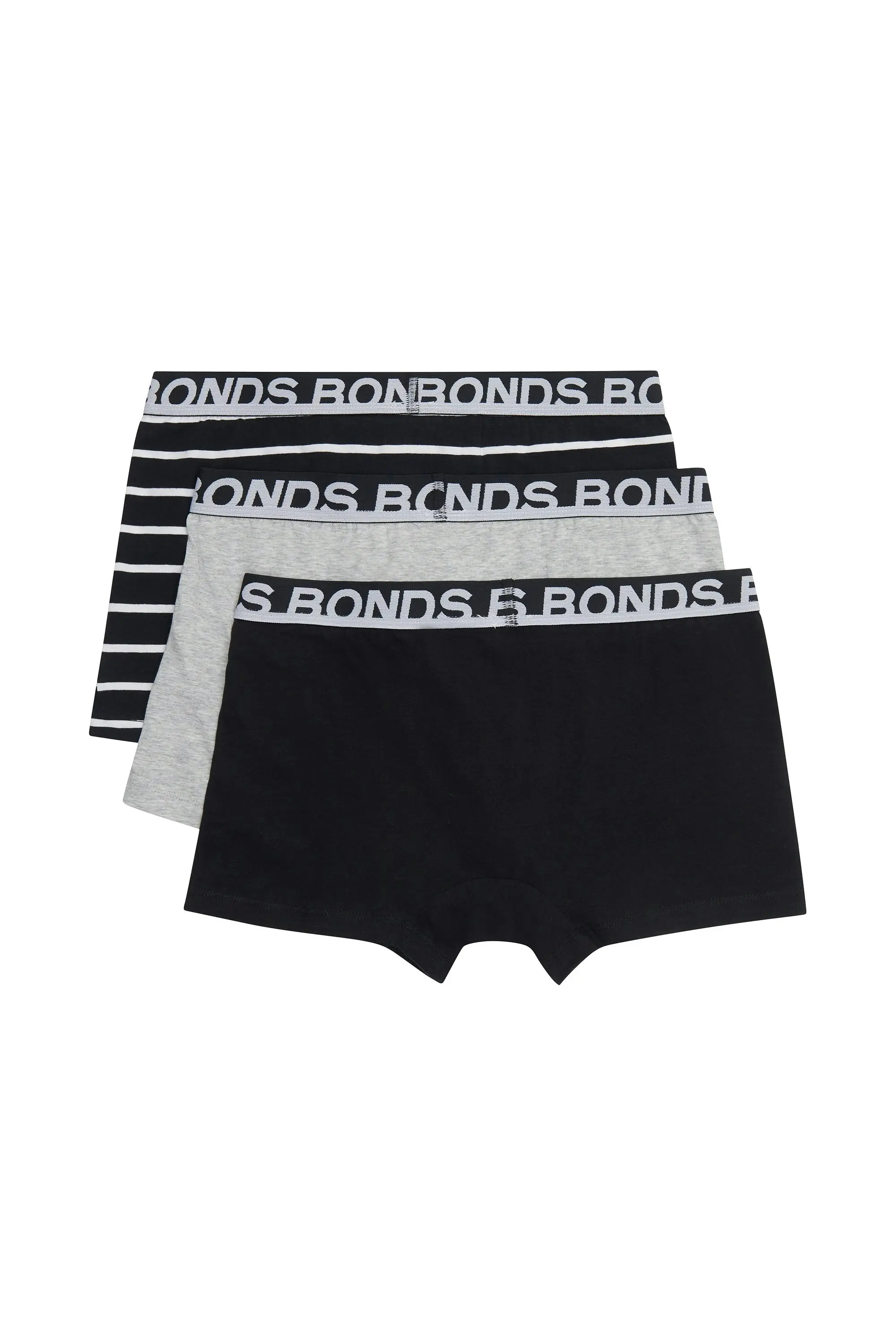 12 X Bonds Mens Everyday Trunks Underwear Black Stripe/Grey/Black