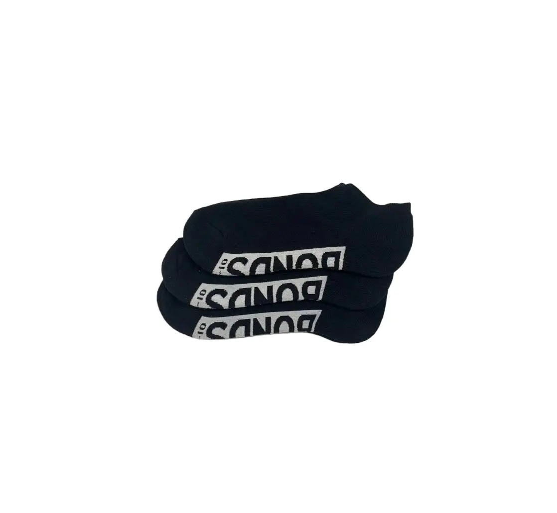 12 X Bonds Mens Logo Comfy Cushioned Low Cut Black Socks