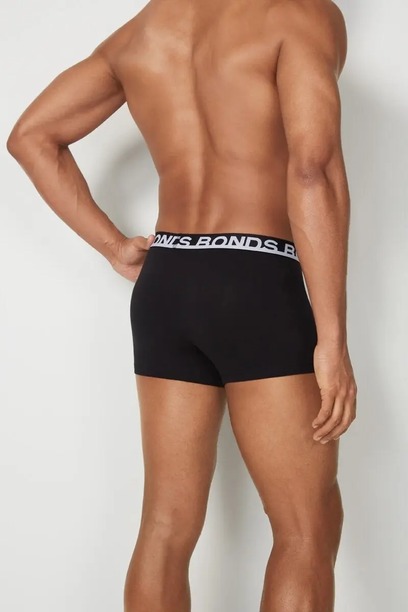 9 x Bonds Mens Everyday Trunks Underwear Black / Navy / Blue