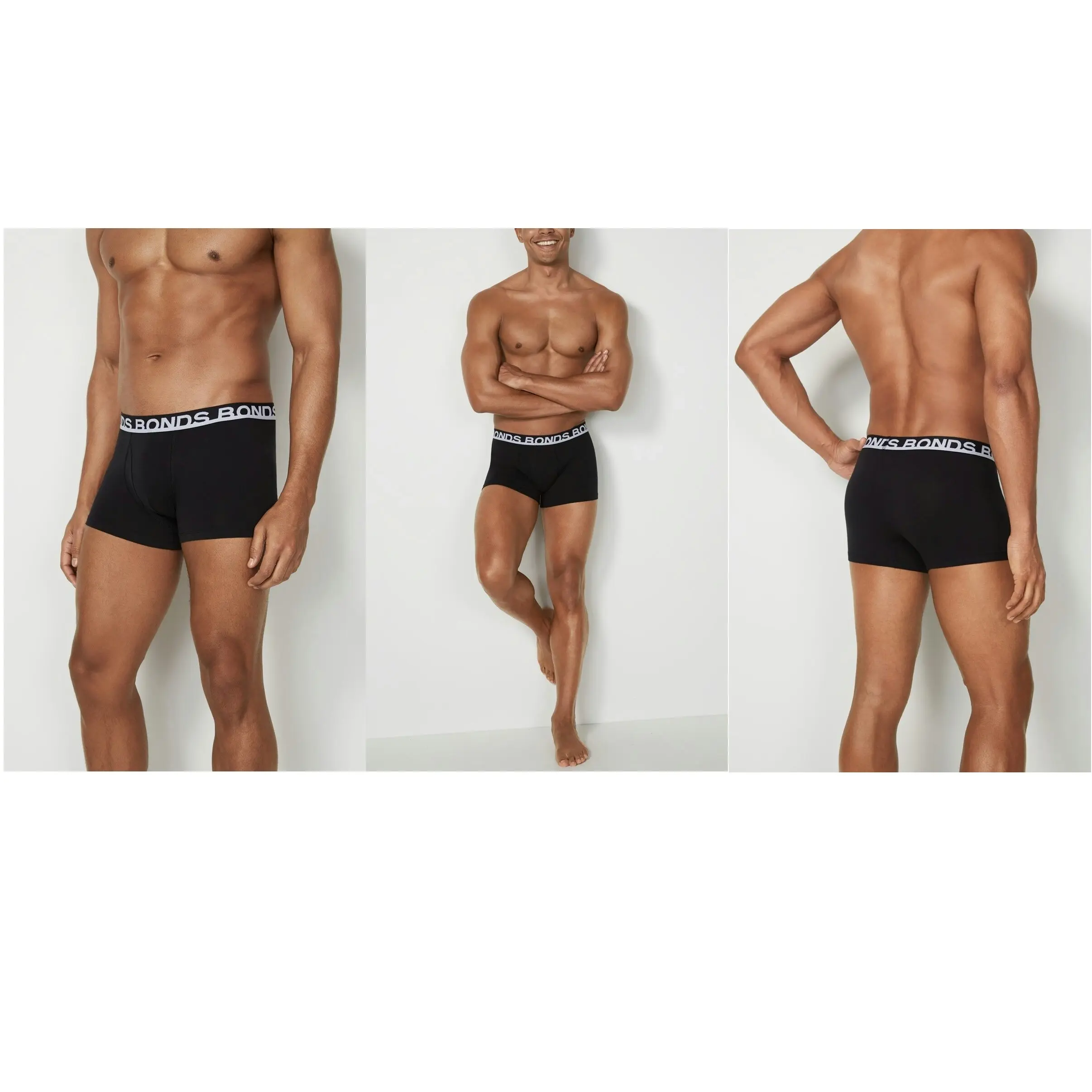 9 x Bonds Mens Everyday Trunks Underwear Black