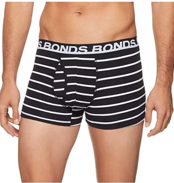 9 x Bonds Mens Everyday Trunks Underwear Black Stripe/Grey/Black