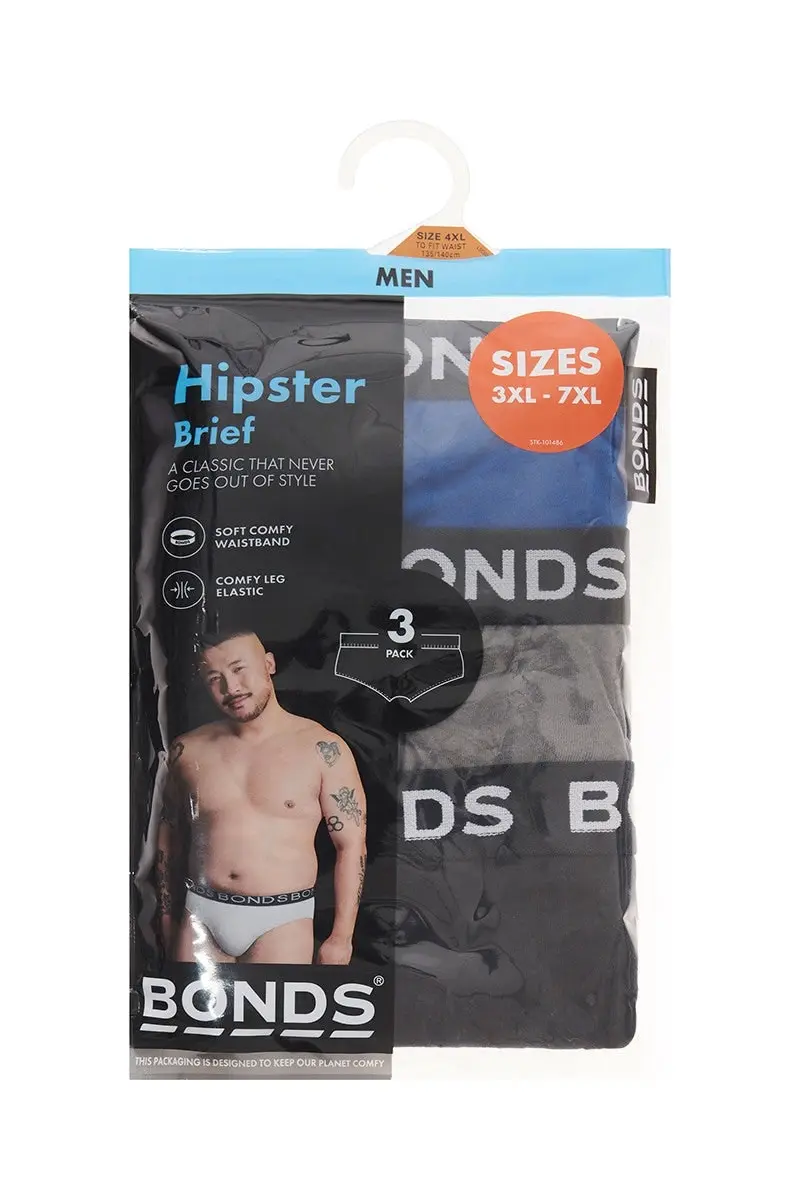 6 x Mens Bonds Hipster Brief Underwear Plus Size Multicoloured