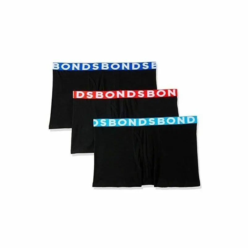 6 x Bonds Mens Everyday Stripe Trunks - Black With Coloured Waistbands