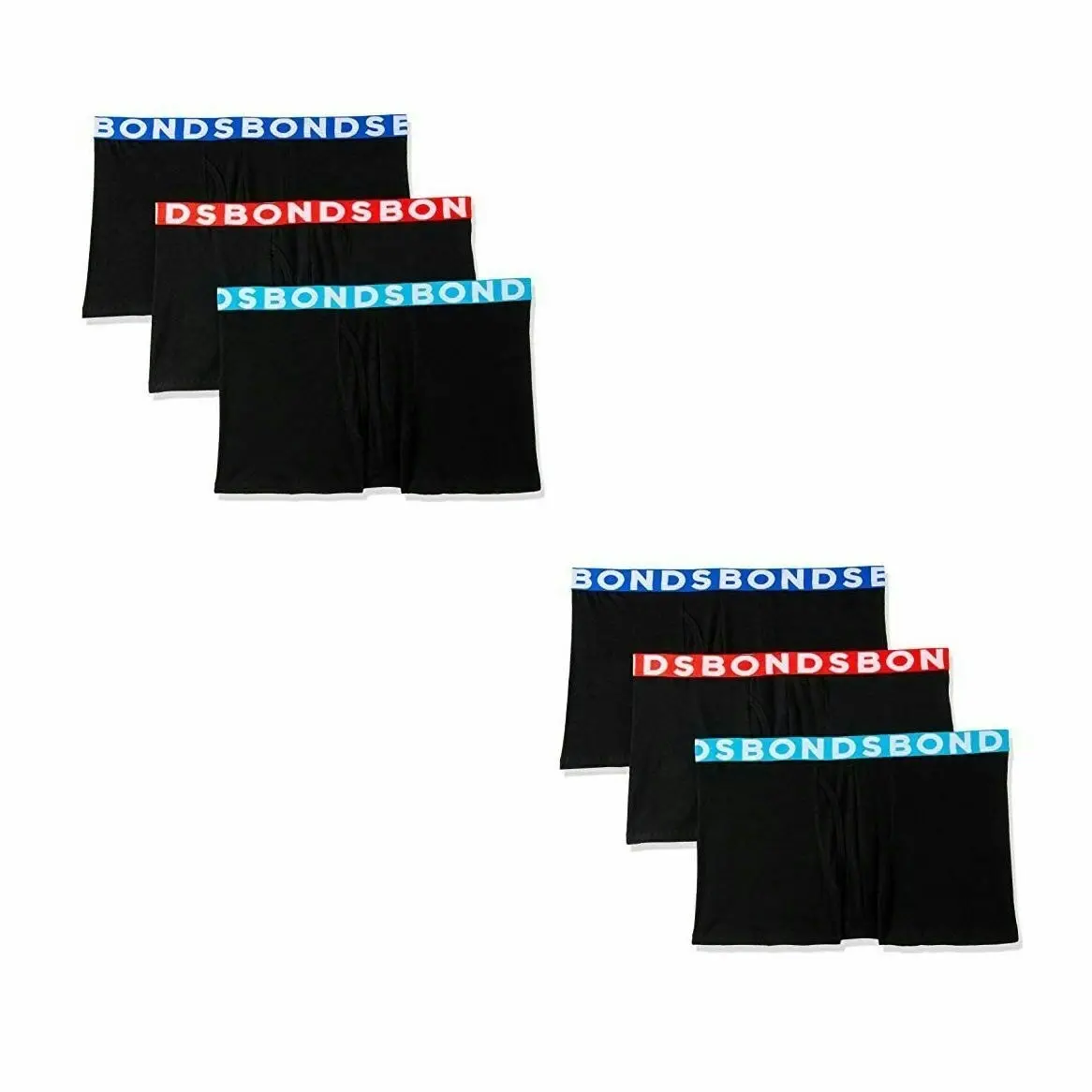 6 x Bonds Mens Everyday Stripe Trunks - Black With Coloured Waistbands