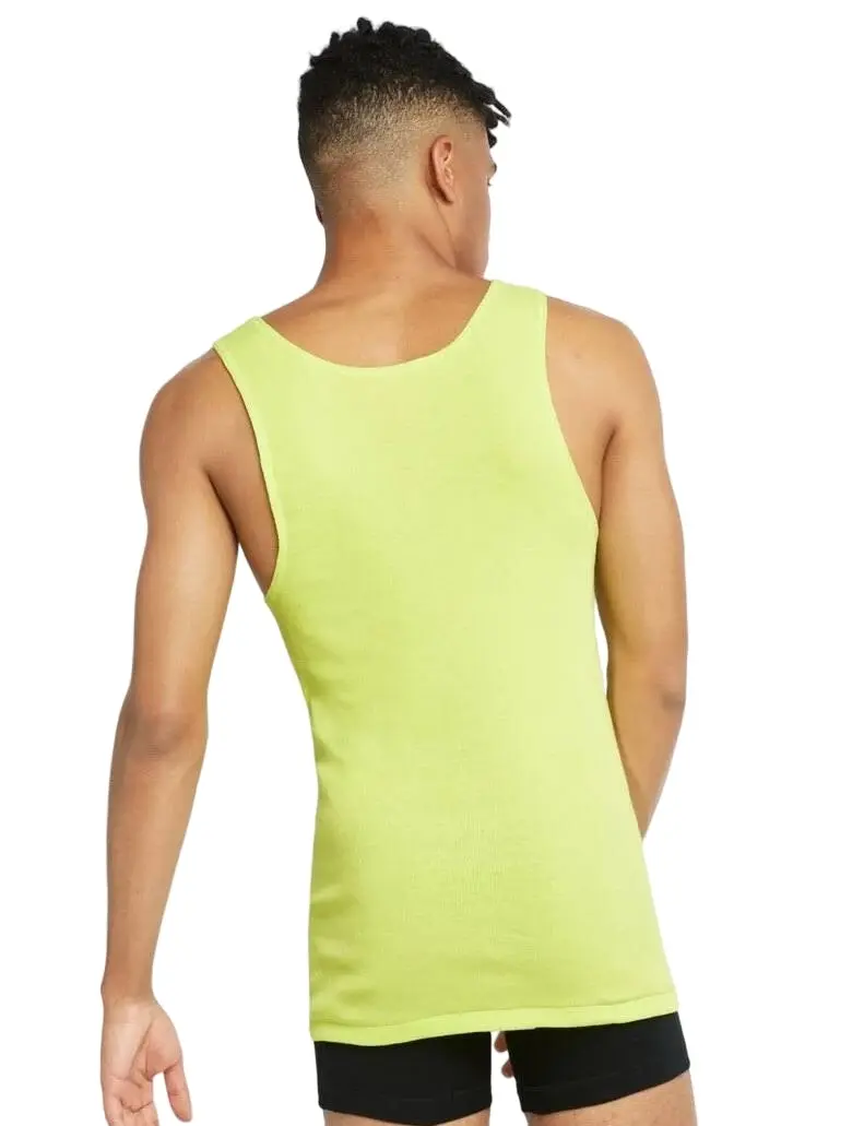 Bonds X-Temp Fluro Yellow Mens Chesty Cotton Plain Singlet Tank Top