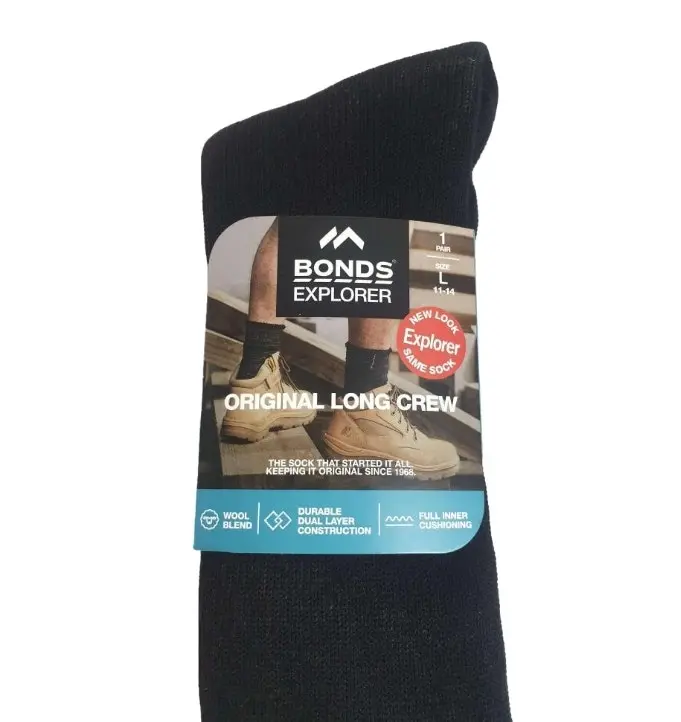 5 x Pairs Long Mens Original Holeproof Explorer Wool Socks Black Warm Winter