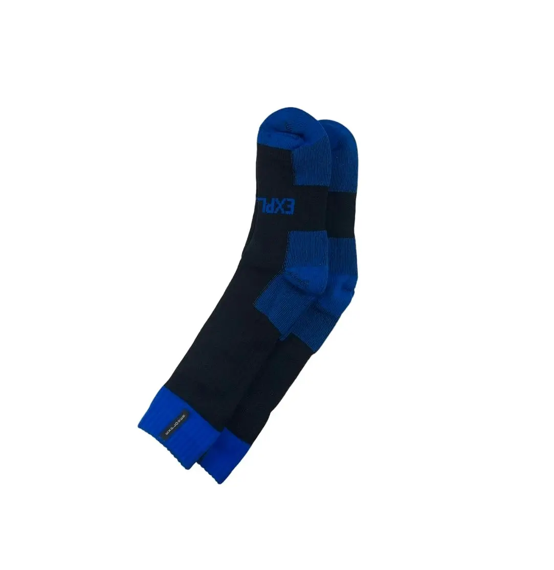 2 x Bonds Explorer Tough Work Socks Black/Blue Cotton Comfortable Crew