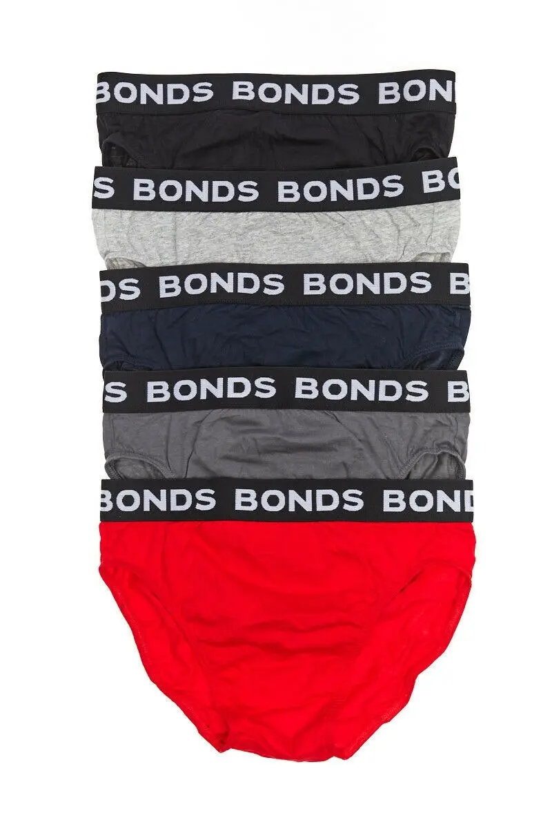 Mens Bonds 5 Pairs Hipster Brief Underwear Mens Briefs Size + Tracking