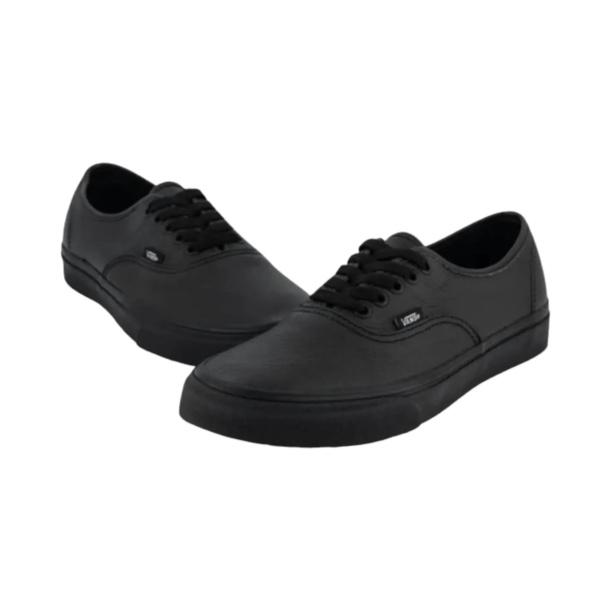 Mens Vans Authentic Leather Black/Black Lace Up Shoes