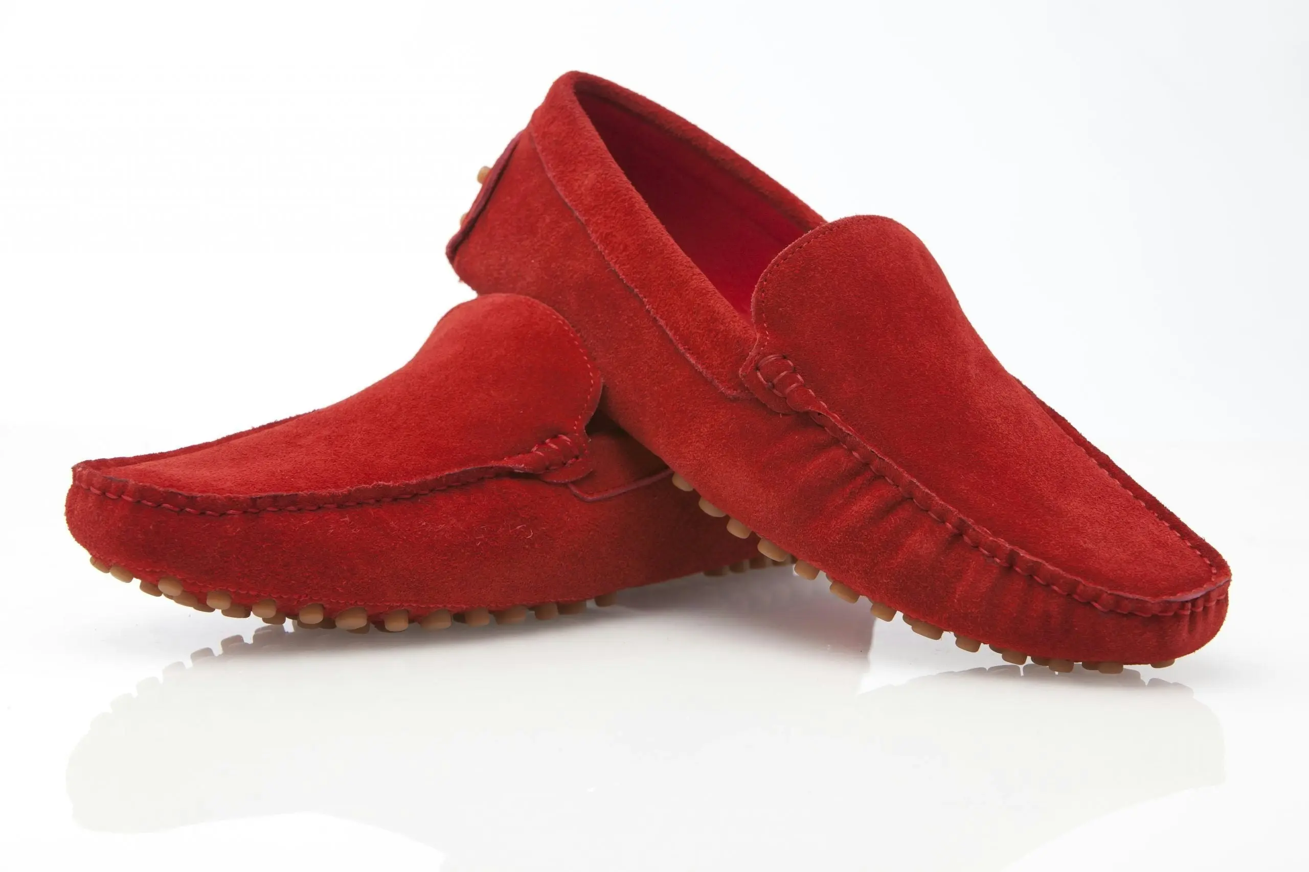 Mens Zasel Summer Slip On Red Suede Boat Shoes