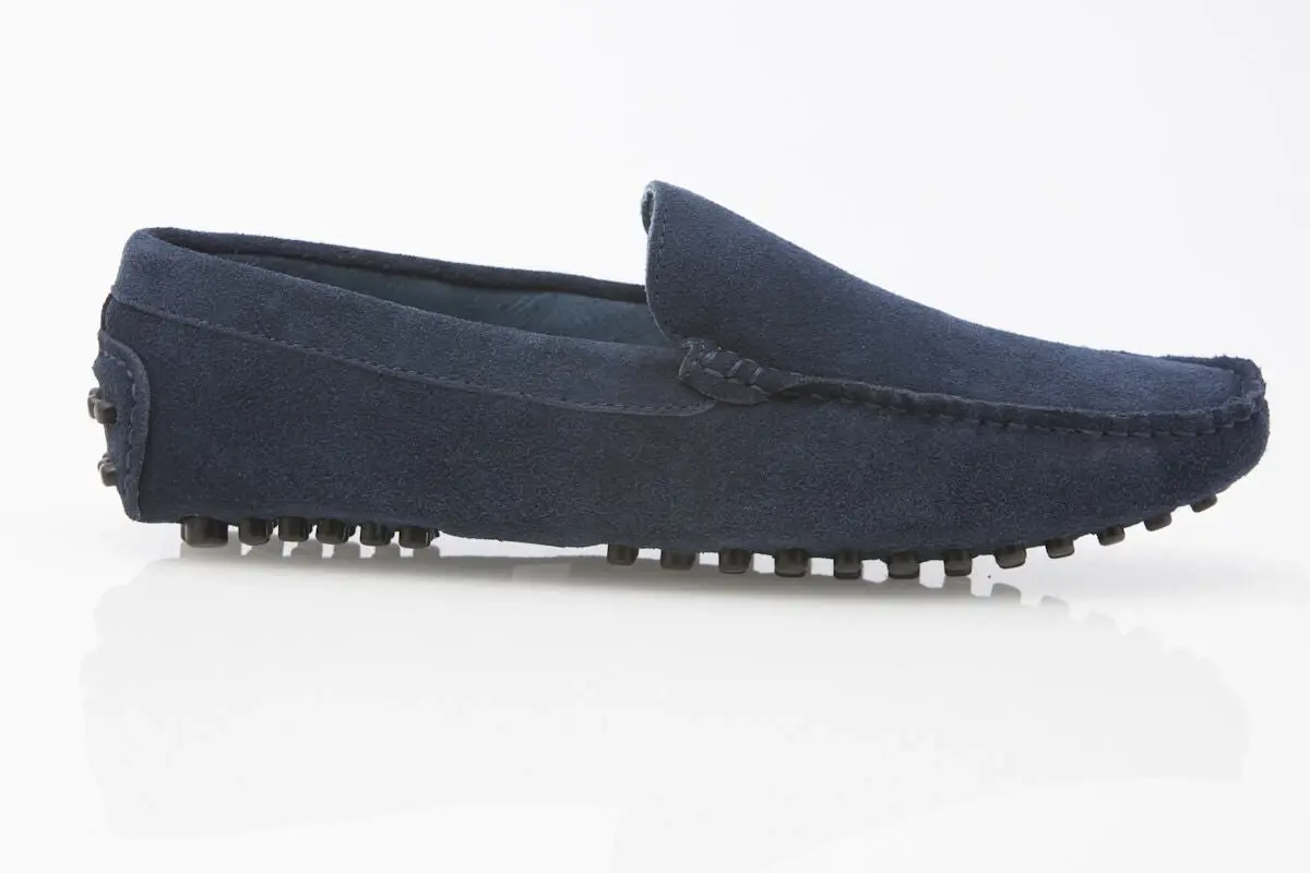 Mens Zasel Summer Boat Shoes Navy Suede Casual Slip On Deck Driving Grip Loafers