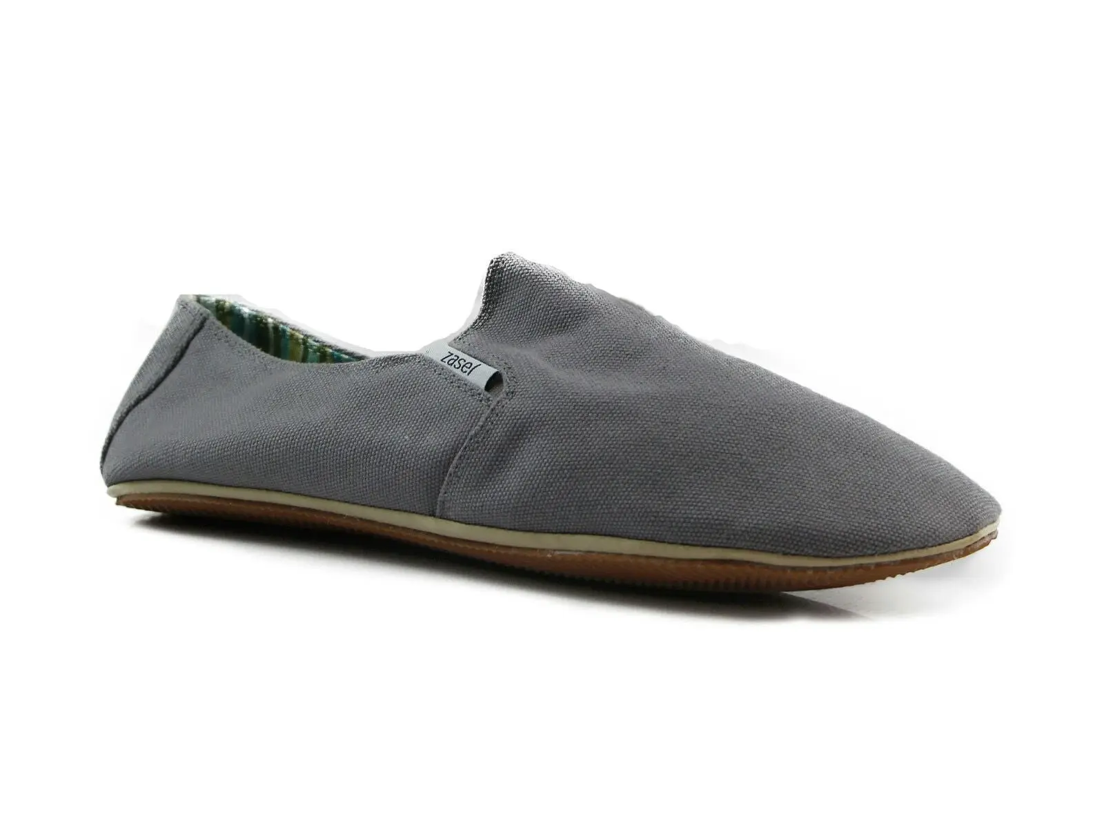 Mens Zasel Cotton Canvas Easy Slip On Flat Grey Khaki Army Green Casual Shoes