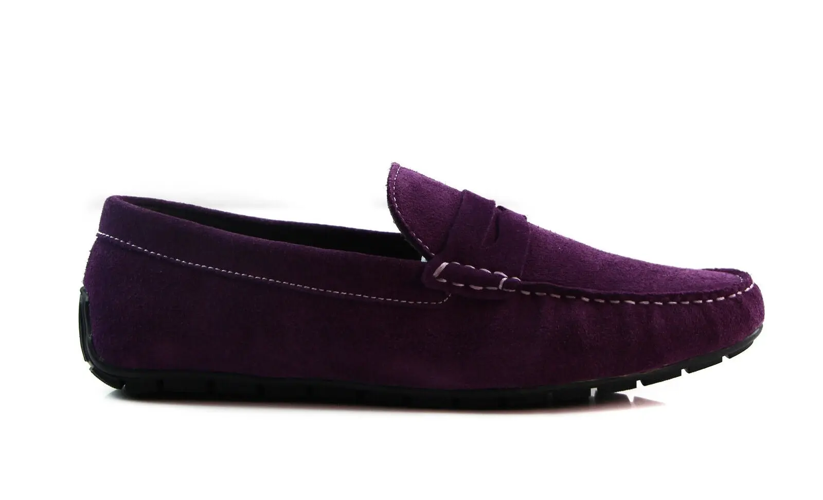 Mens Zasel Breeze Suede Leather Casual Purple / Grey Slip On Boat Deck Shoes