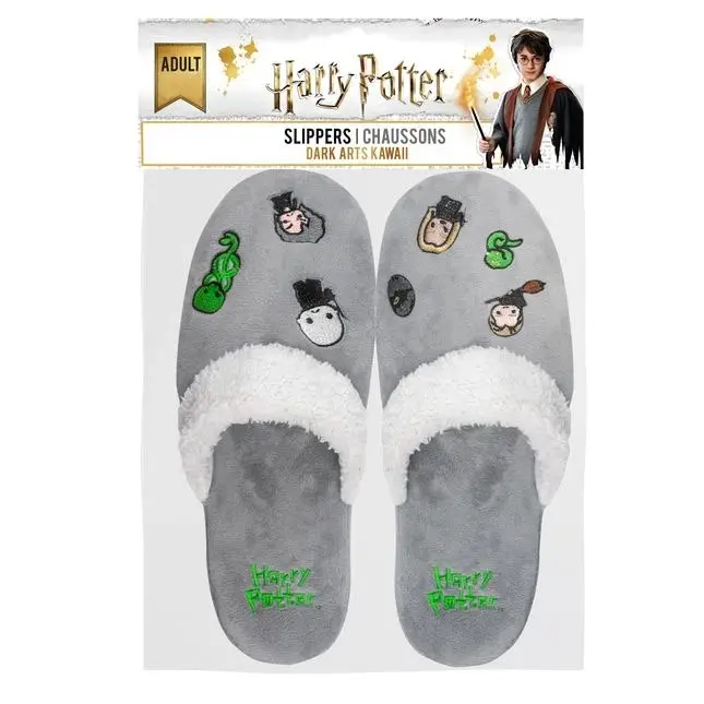 3 x Mens Womens Harry Potter Dark Arts Kawaii Slippers Grey