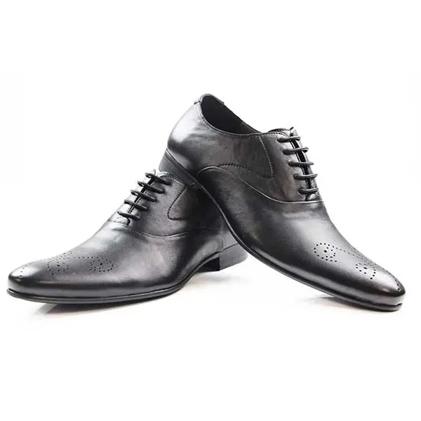 Mens Zasel Justin Black Leather Lace Up Shoes