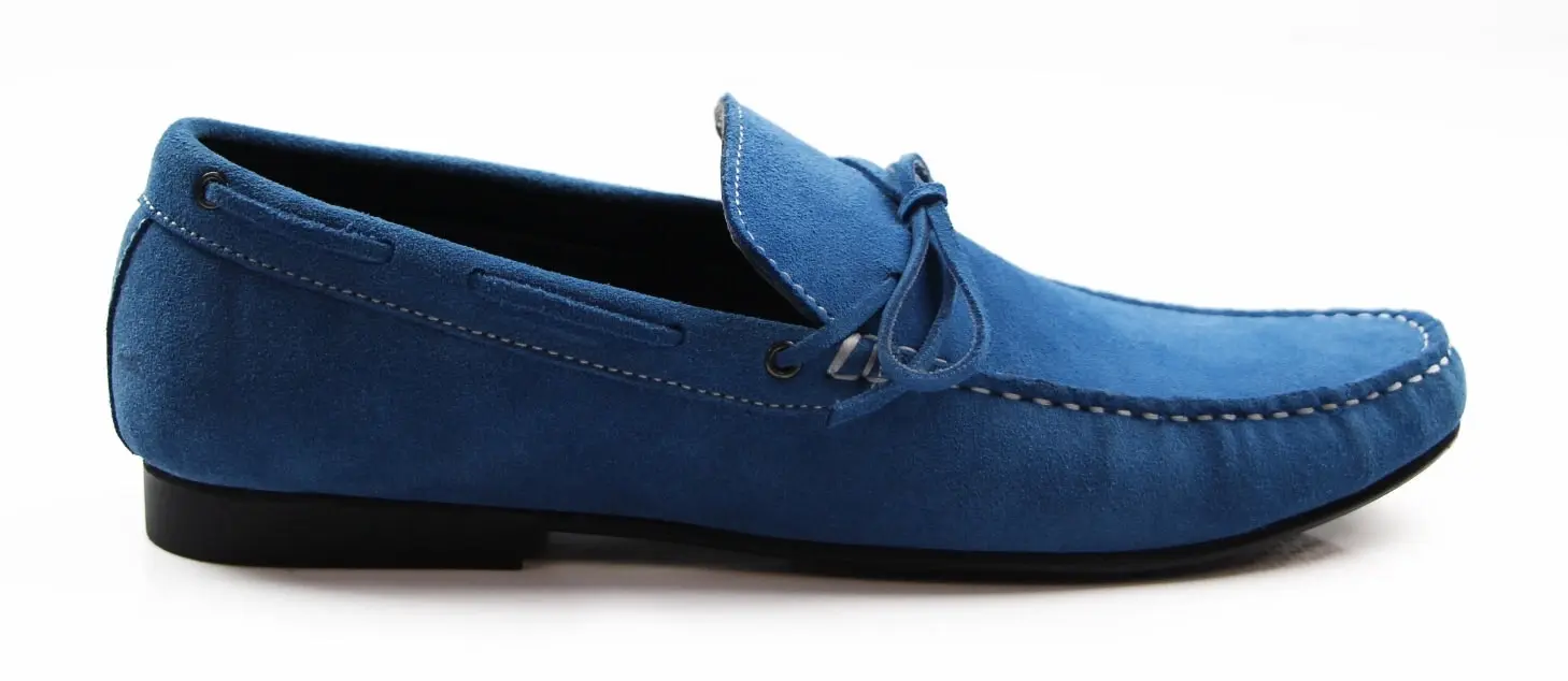 Mens Zasel Bay Blue Leather Casual Boat Deck Loafers Sneakers Shoes