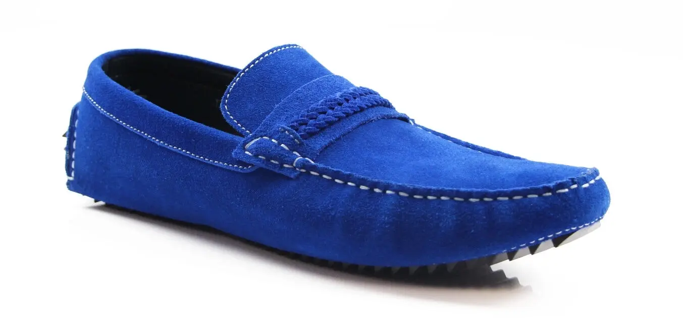 Mens Zasel Cruze Blue Black Purple Suede Leather Casual Boat Deck Loafers Shoes