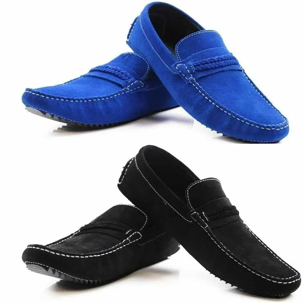 Mens Zasel Cruze Blue Black Purple Suede Leather Casual Boat Deck Loafers Shoes