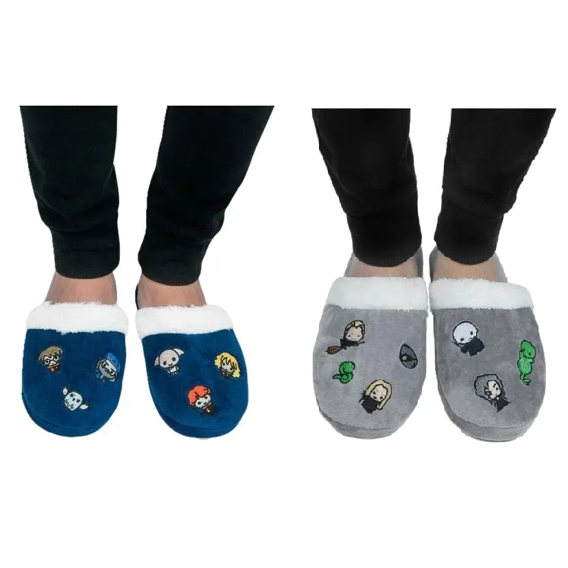 2 x Mens Womens Harry Potter Kawaii Slippers Dark Blue & Grey