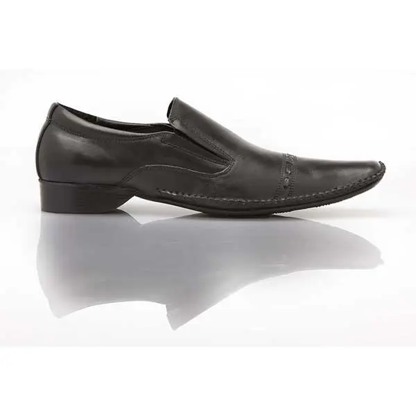 Mens Zasel Murphy Black Leather Slip On Shoes