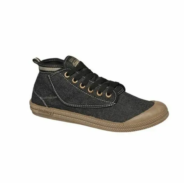 Mens Volley Hi Leap Black Denim Gum International Volleys Casual Canvas Shoes