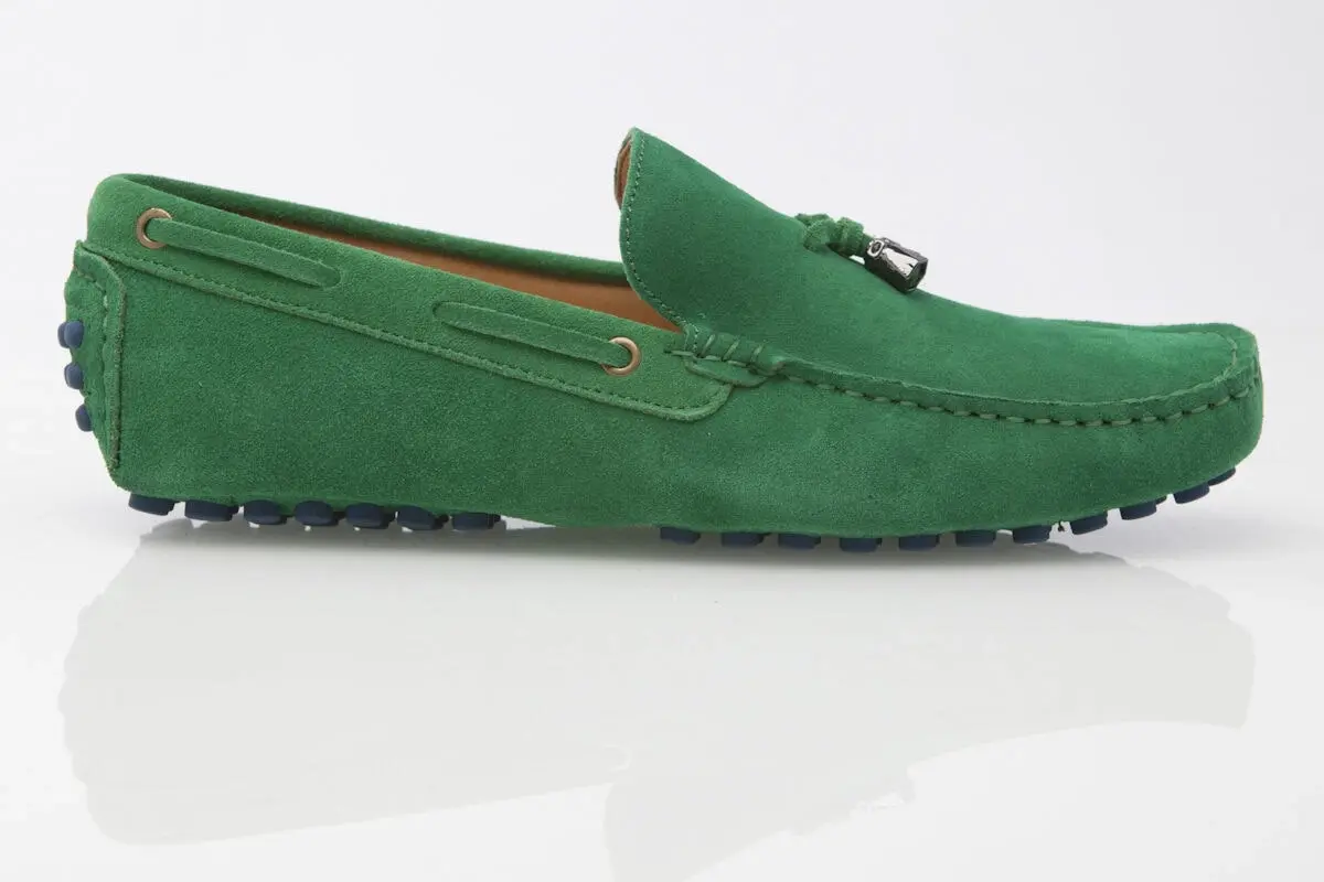 Mens Zasel Hulk Suede Casual Slip On Boat Deck Loafers Casual Green Shoes