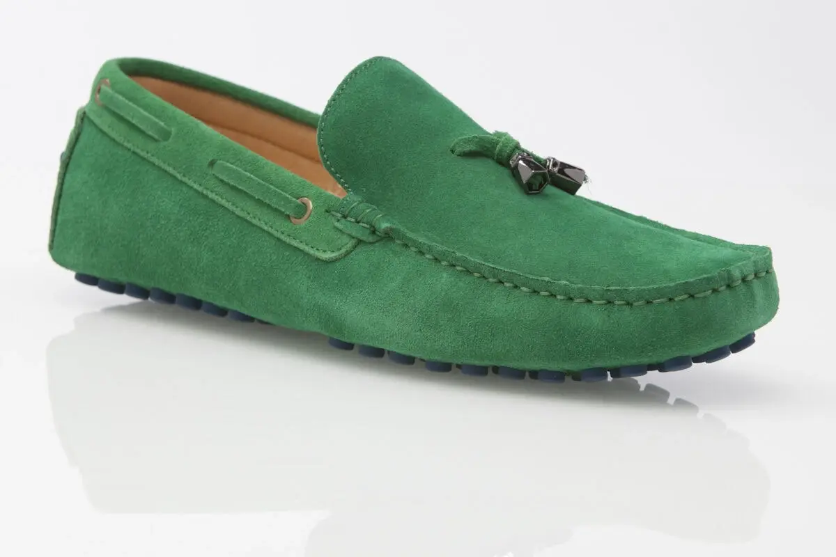 Mens Zasel Hulk Suede Casual Slip On Boat Deck Loafers Casual Green Shoes