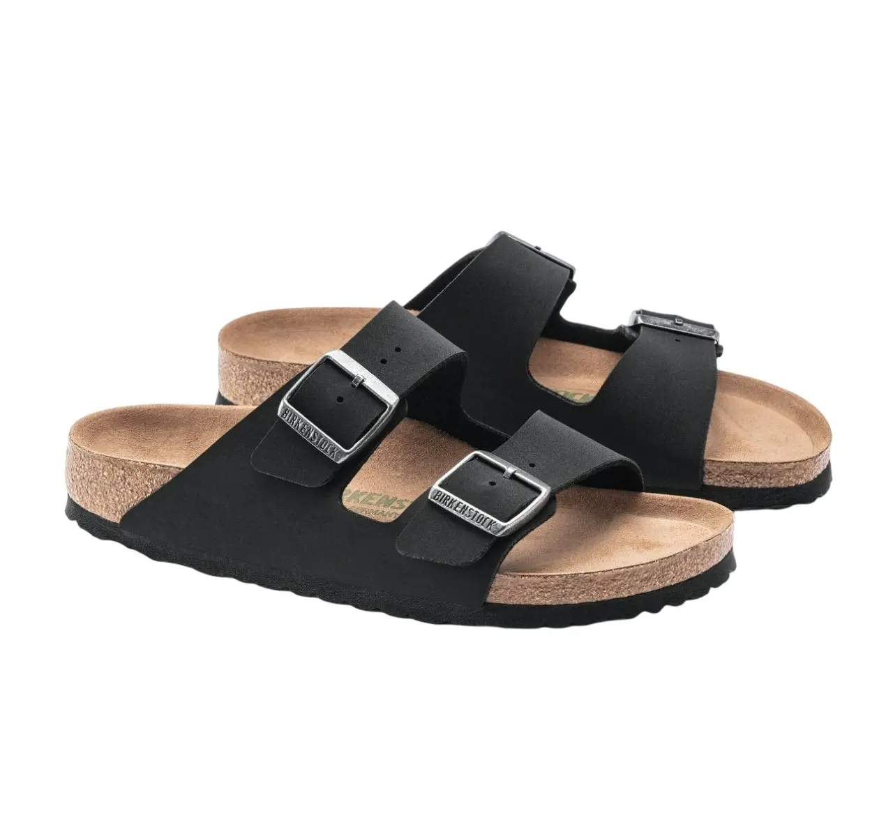 Unisex Brikenstock Arizona Vegan Birkibuc Black Slip On Sandals