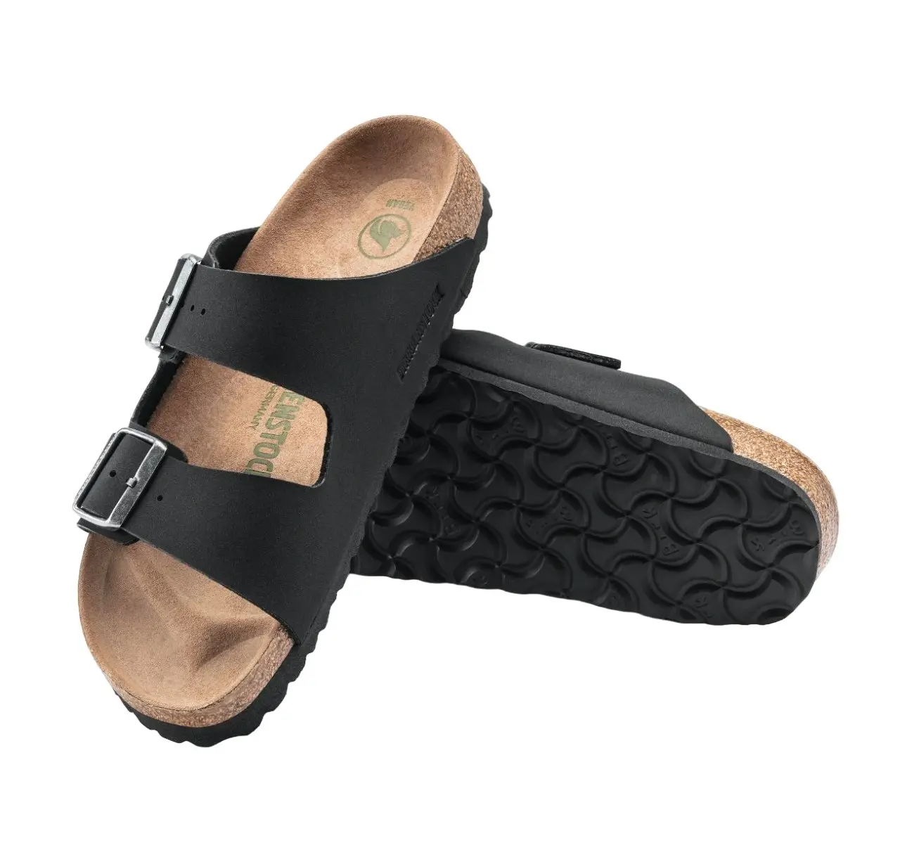 Unisex Brikenstock Arizona Vegan Birkibuc Black Slip On Sandals