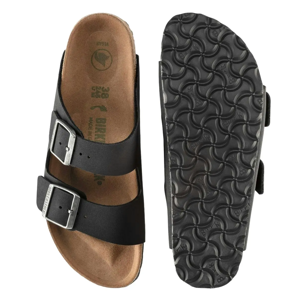 Unisex Brikenstock Arizona Vegan Birkibuc Black Slip On Sandals