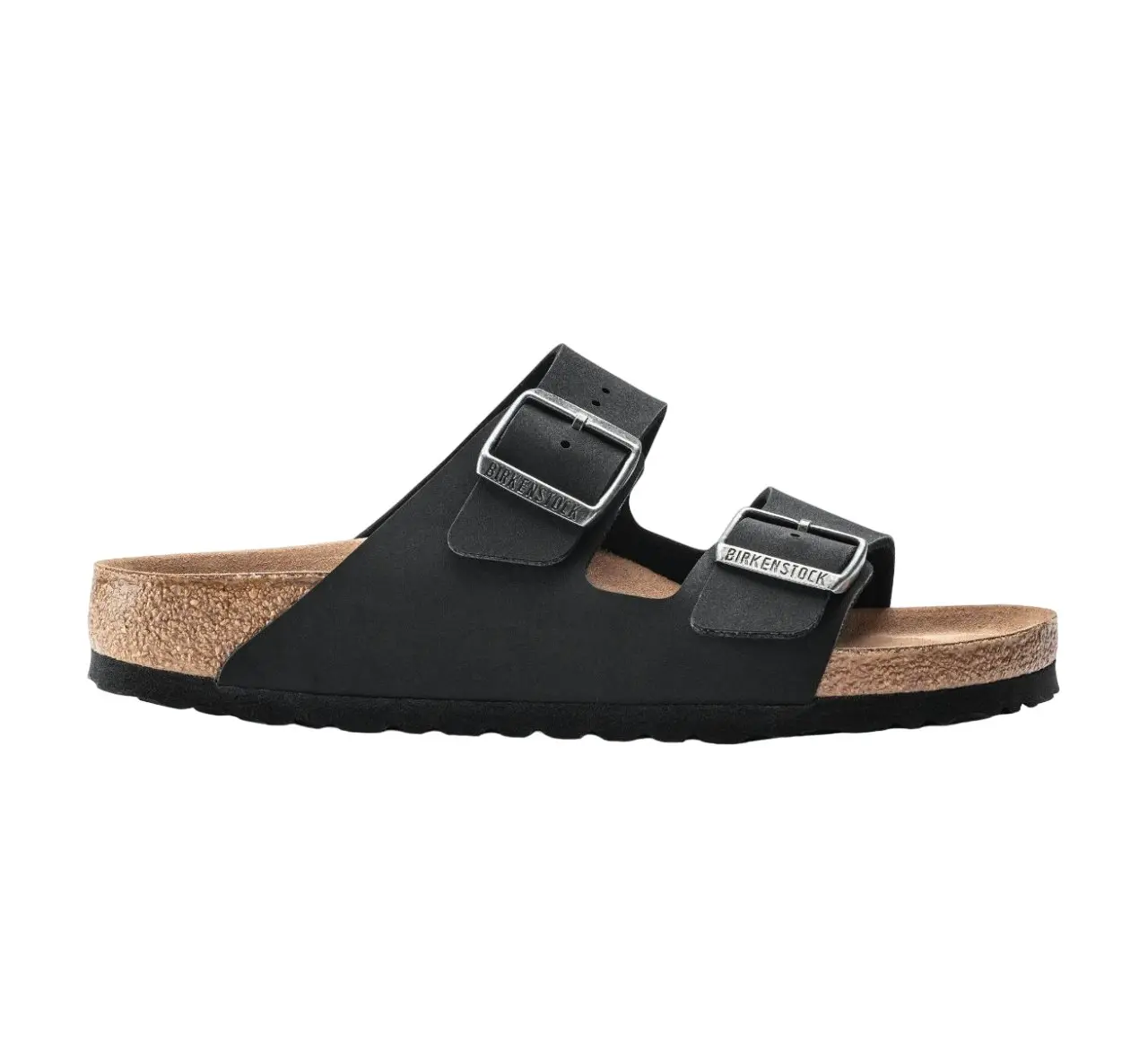 Unisex Brikenstock Arizona Vegan Birkibuc Black Slip On Sandals