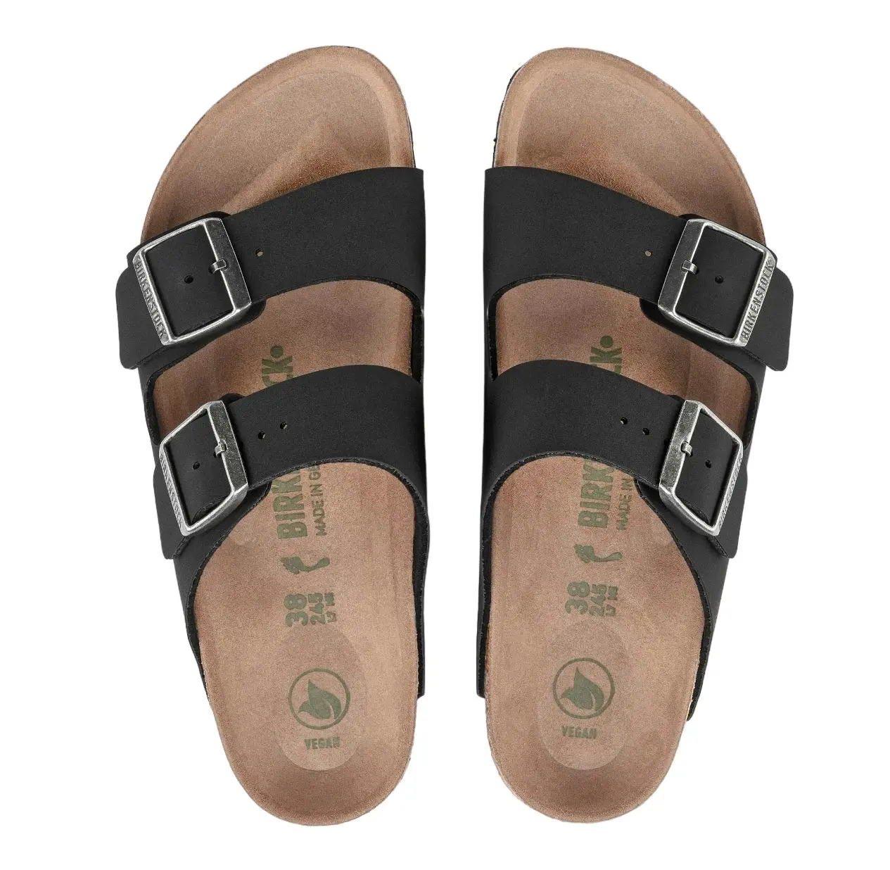 Unisex Brikenstock Arizona Vegan Birkibuc Black Slip On Sandals