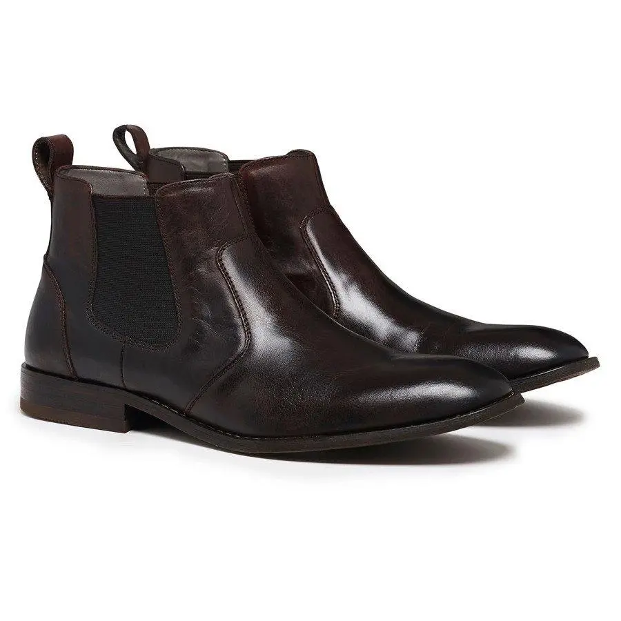 Mens Julius Marlow Harry Brown Oily Leather Boots Pull On Leather Shoes