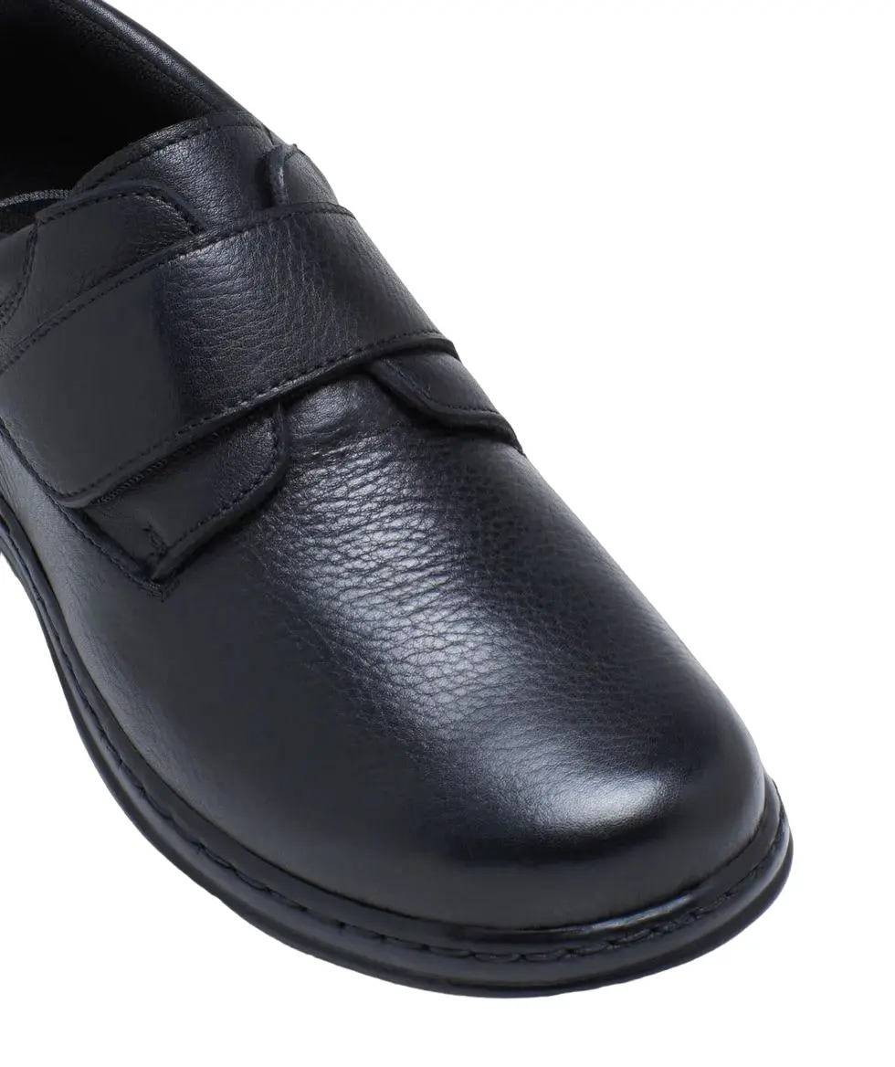 Mens Hush Puppies Roland Black Leather Walking Casual Slip On Shoes