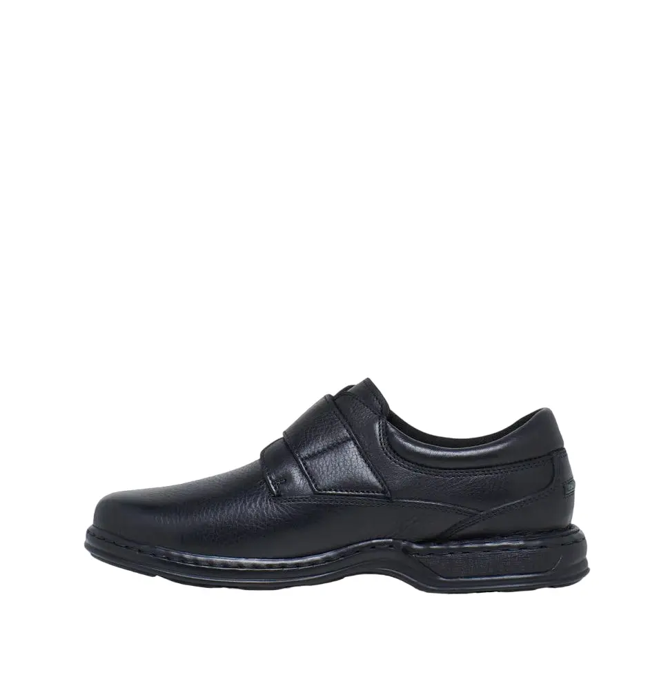 Mens Hush Puppies Roland Black Leather Walking Casual Slip On Shoes