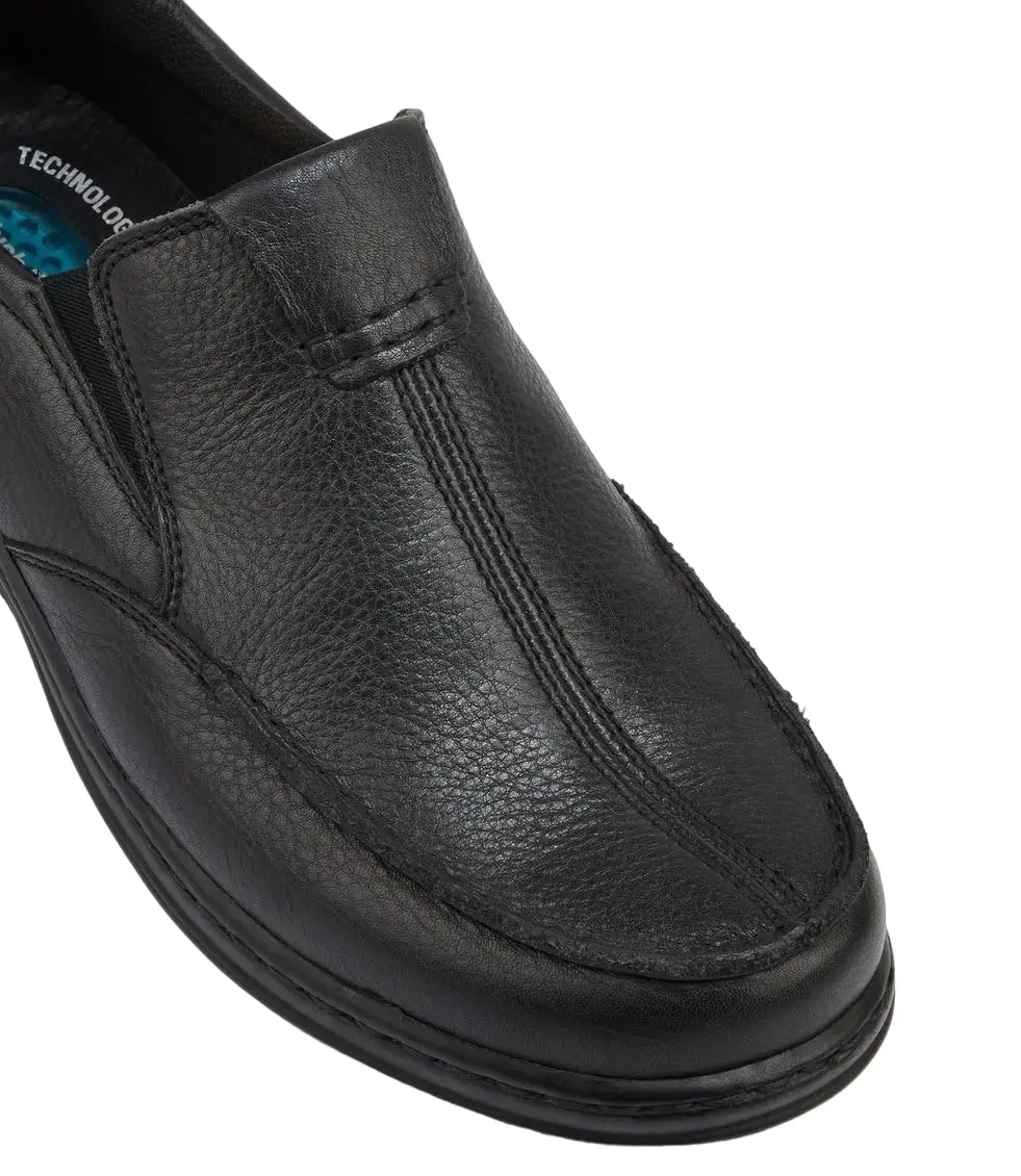 Mens Hush Puppies Sawyer 2 Black Leather Dress Formal Slip On Shoes