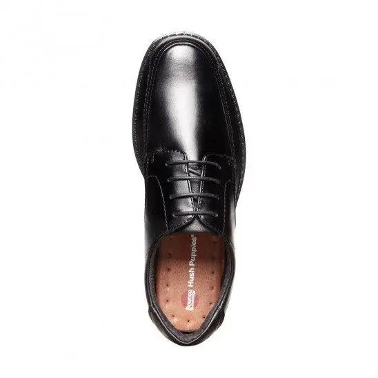 Mens Hush Puppies Torpedo Extra Wide Black Leather Work Lace Up Shoes