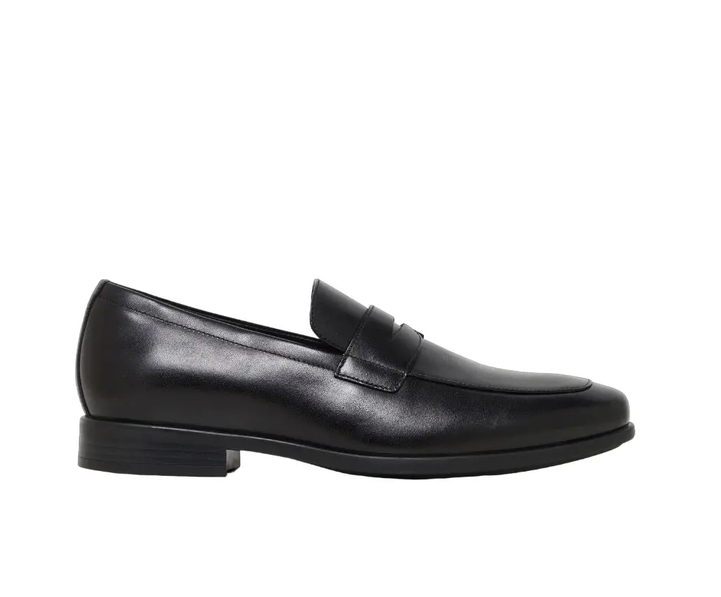 Mens Hush Puppies Norton Black Leather Dress Formal Slip On Shoes